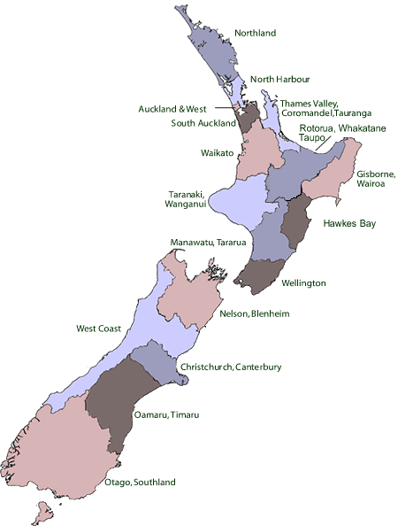 Map of regions where cabin can be hired from